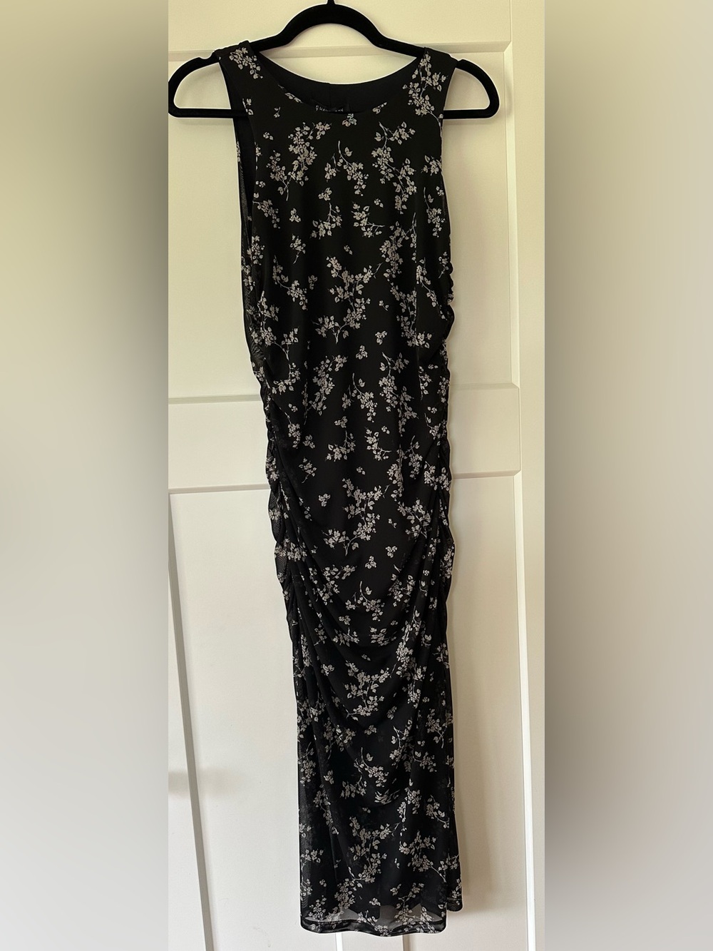 41 Hawthorn Black Midi Dress with Tan Floral Print